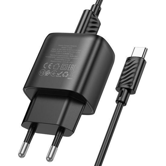 Блок живлення Hoco C140A Smart QC3.0 з кабелем Type-C WQQ685 фото