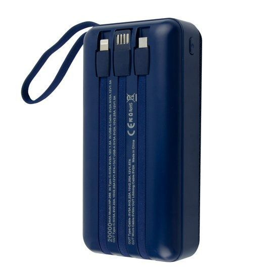 Павербанк Power Bank HEPU HP-266 20000mAh 22.5W со встроенными кабелями USB-A, Type-C и Lightning YFV758 фото