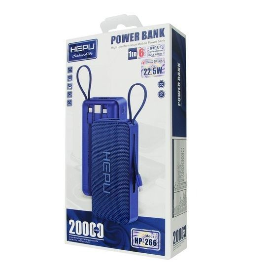 Павербанк Power Bank HEPU HP-266 20000mAh 22.5W со встроенными кабелями USB-A, Type-C и Lightning YFV758 фото